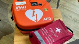 defibrillator and trauma pack