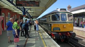First Swanage train arrives Wareham Tuesday 13th June 2017