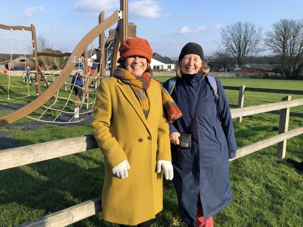 Sally Christie and Mary Sparks at the Langton Matravers play ground