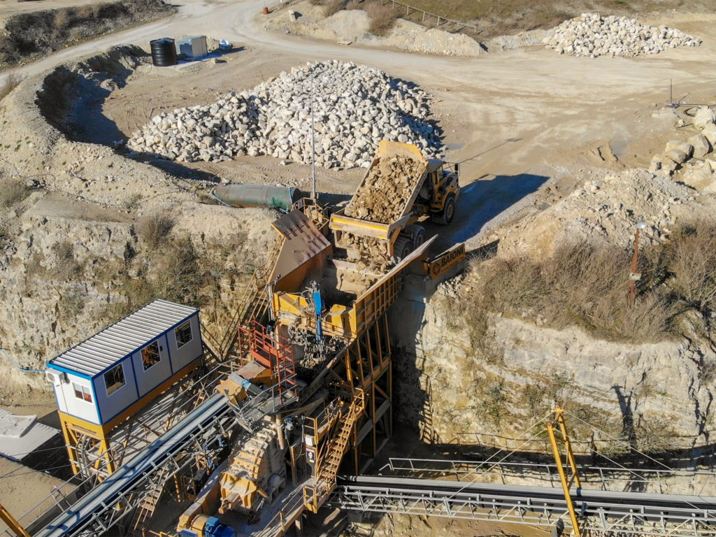 Suttles Stone Quarries' stone crusher at Swanworth Quarry, powered by solar panels
