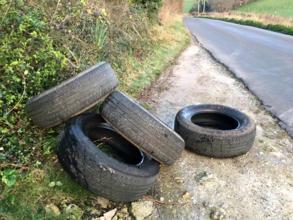 Swanage Landers rubbish collection of tyres