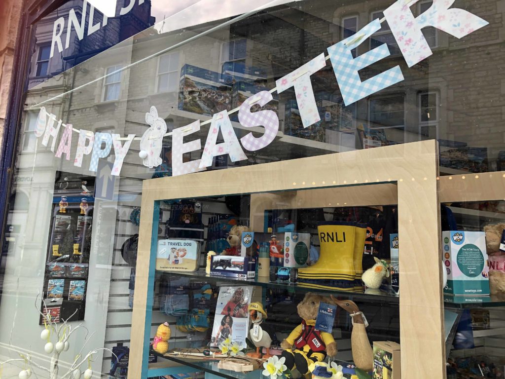 RNLI Easter shop displays in Swanage