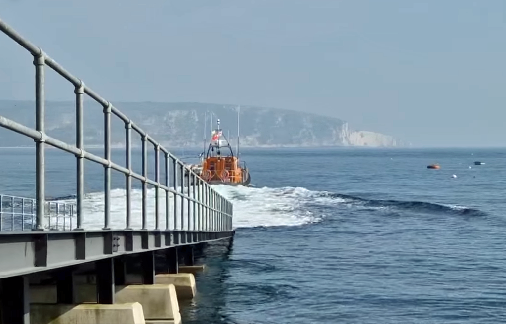 Swanage all weather lifeboat launching