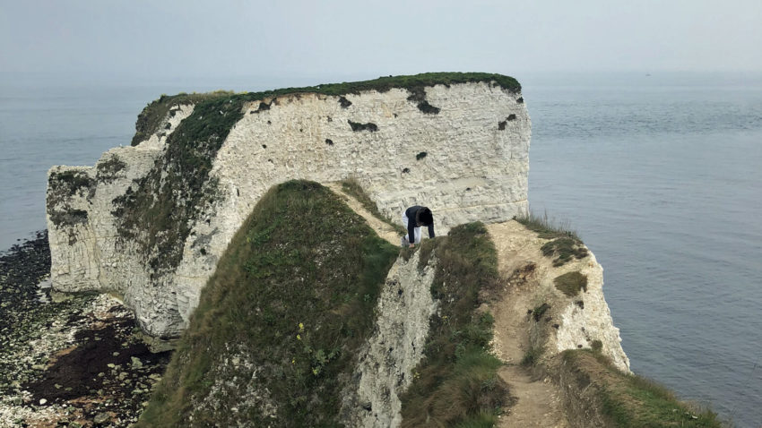 Old Harry Rocks with girl