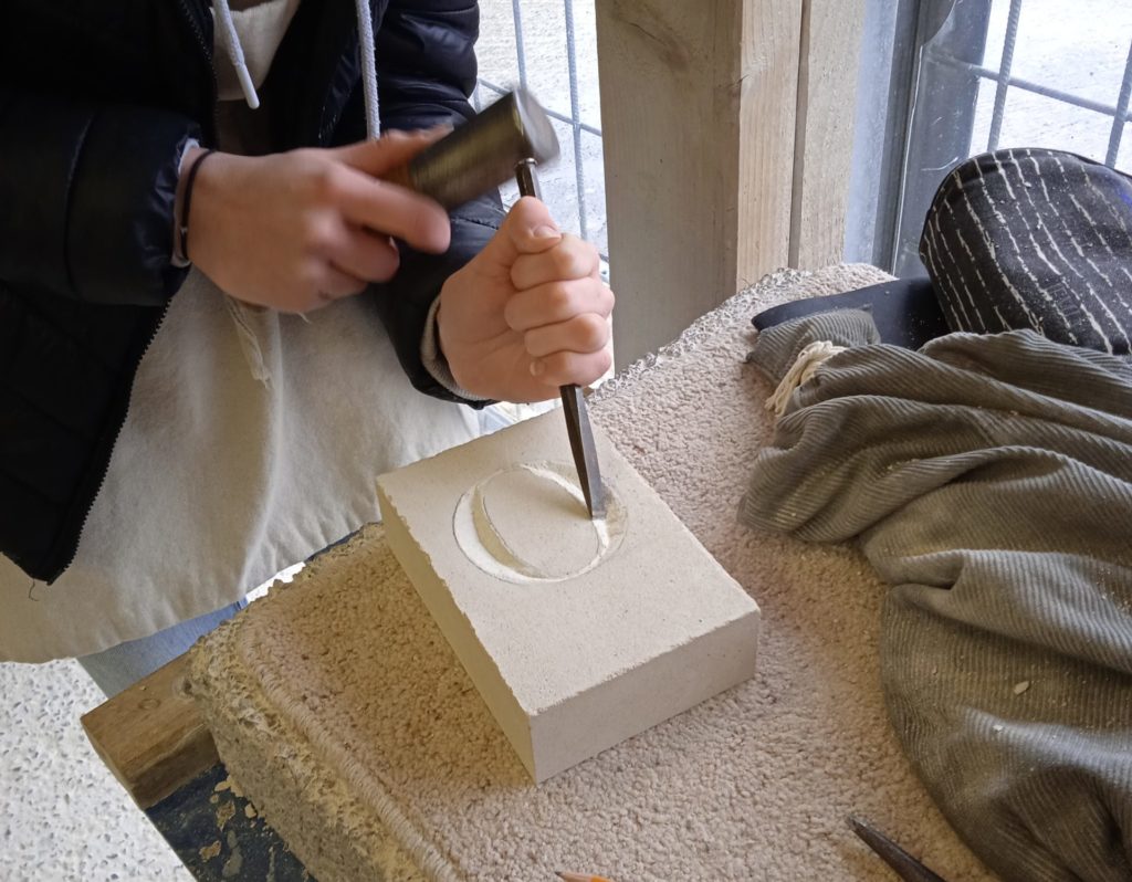 Stone carving project at Burngate