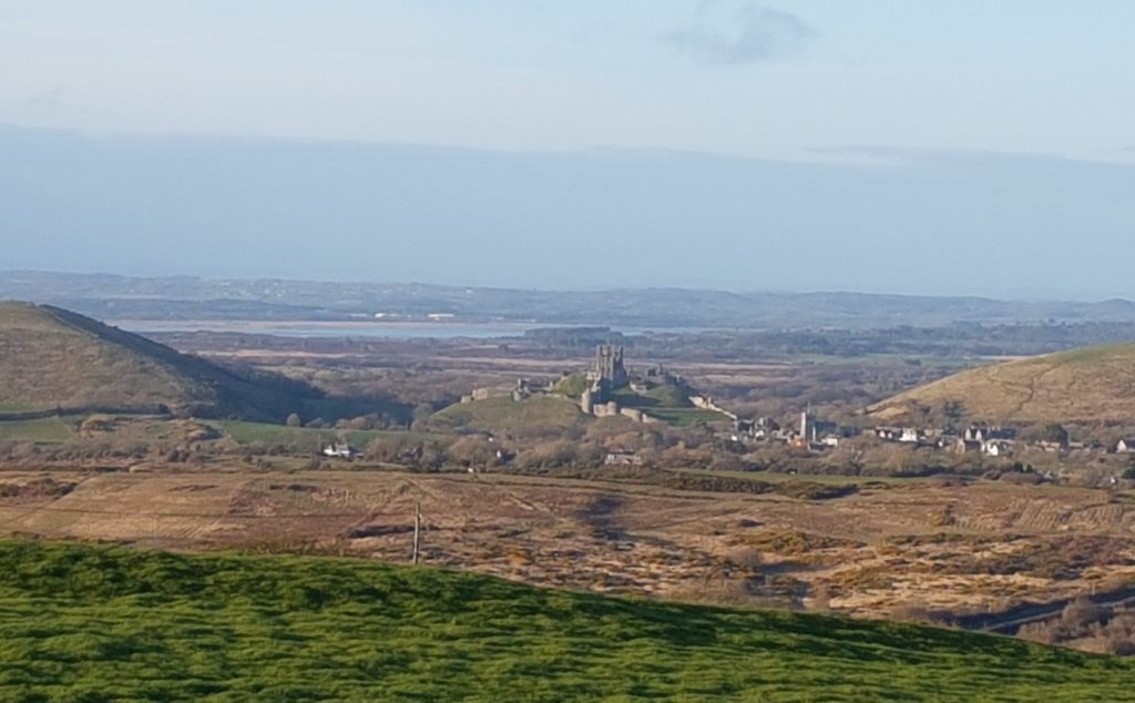 View of Corfe Castle from near Kingston