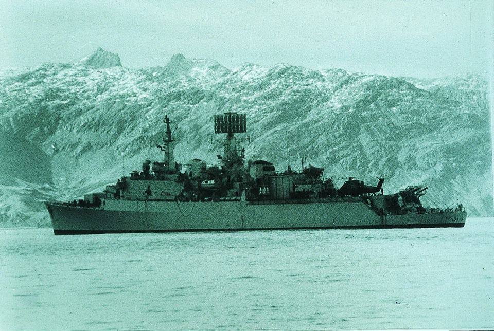HMS Antrim in Grytviken harbour South Georgia