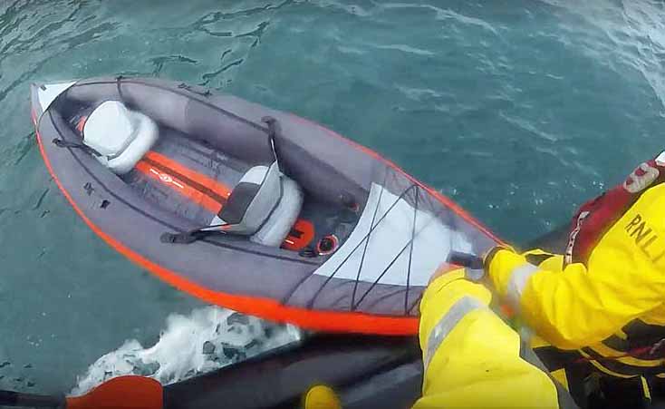 Rescue of kayak by Swanage Lifeboat