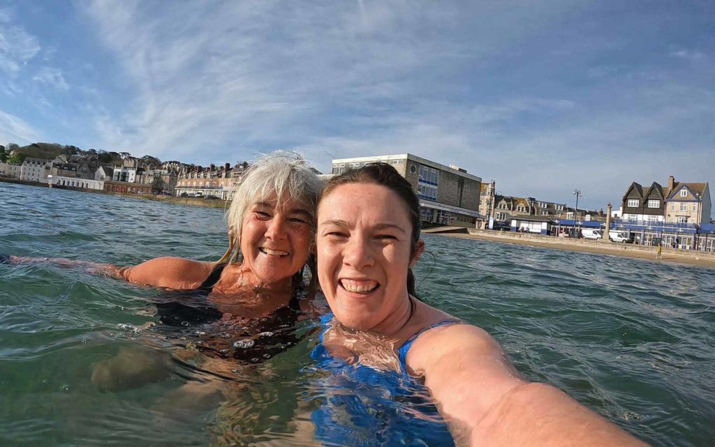 Milly Haines swimming in the sea at Swanage