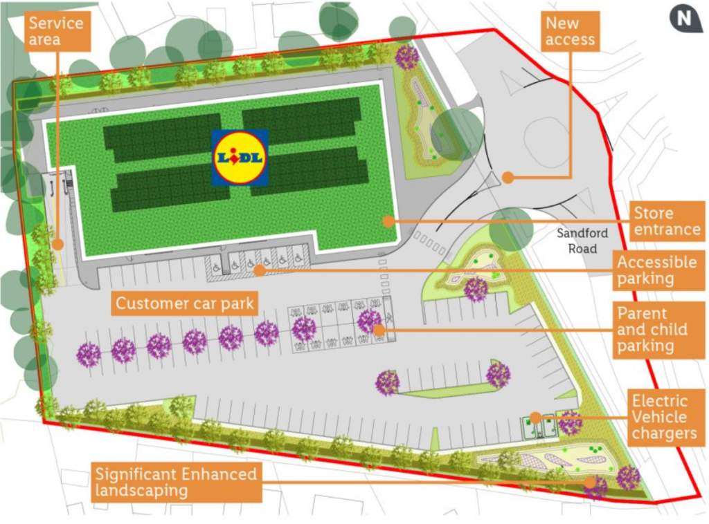Plan of new Lidl at Sandford
