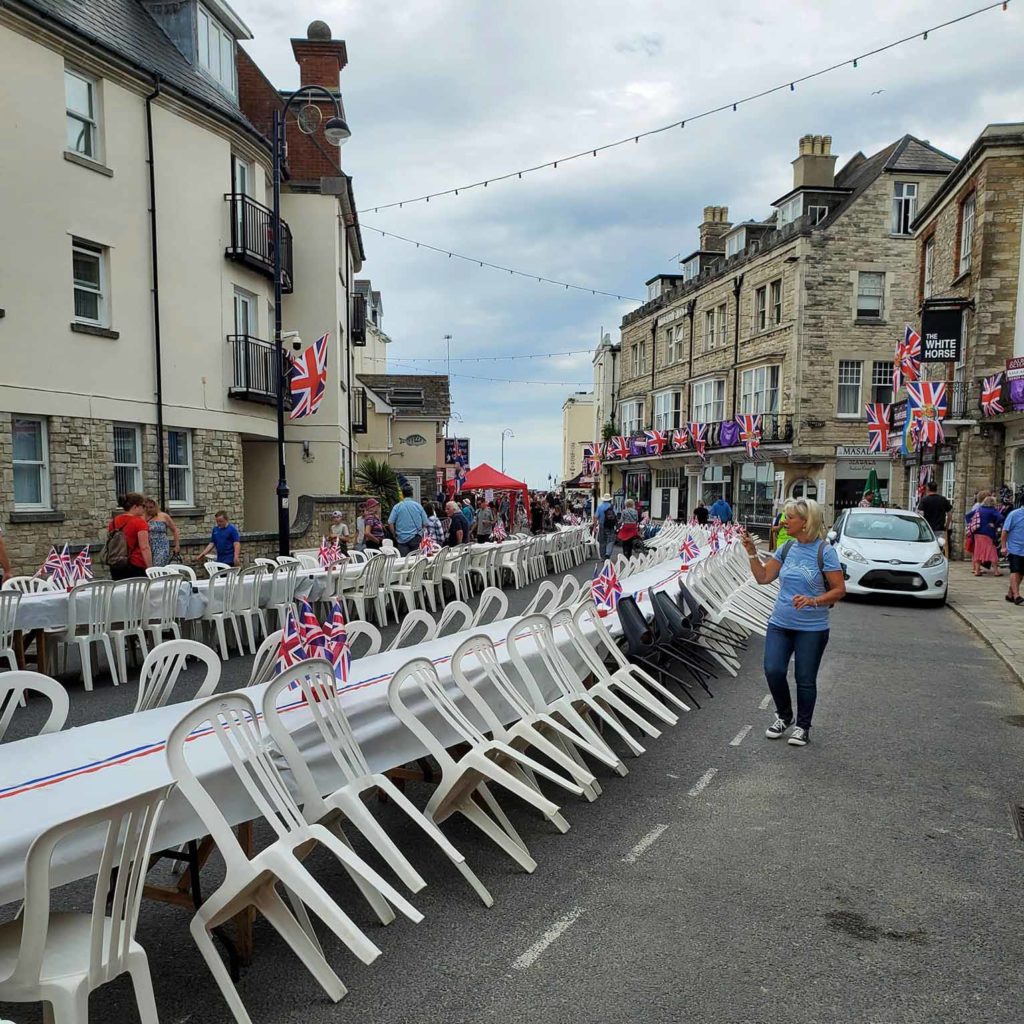 Setting up for Swanage Queen's Platinum Jubilee party