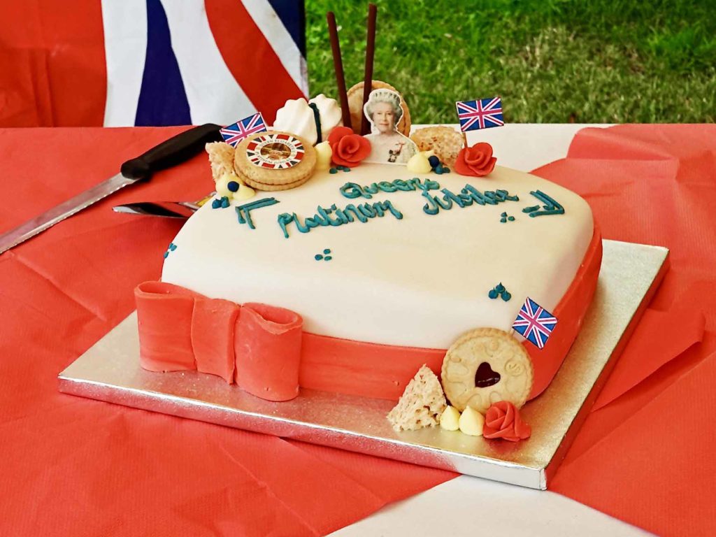 Cake at Studland Queen's Platinum Jubilee street party