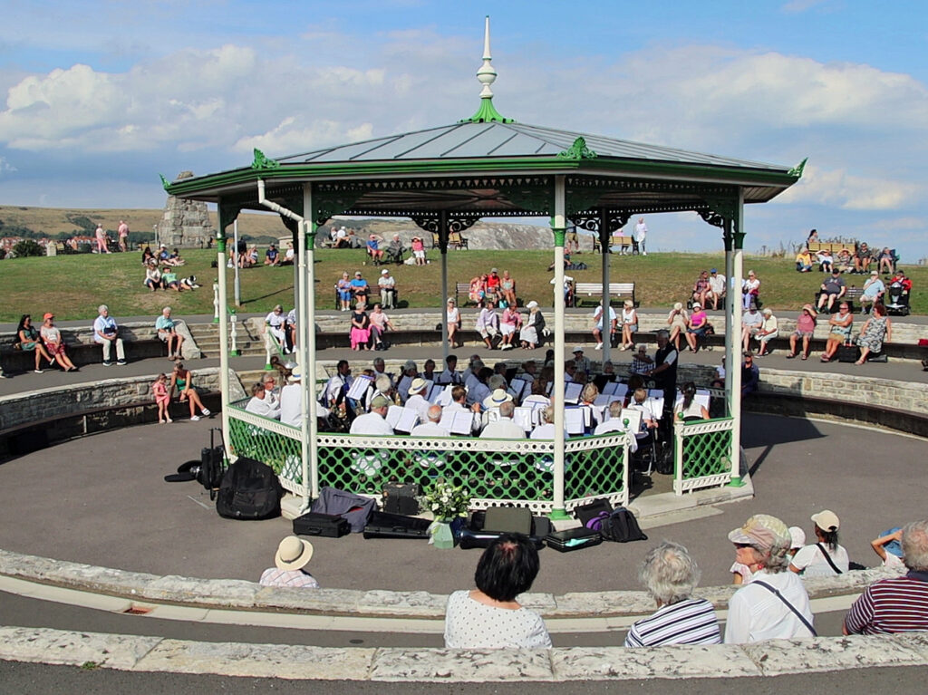 Band playing at Swanage bandstand for Chadwick statue unveiling