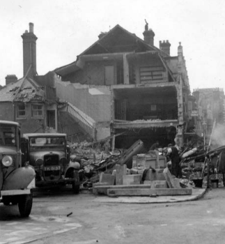 Bomb damage in Institute Road 17 August 1942