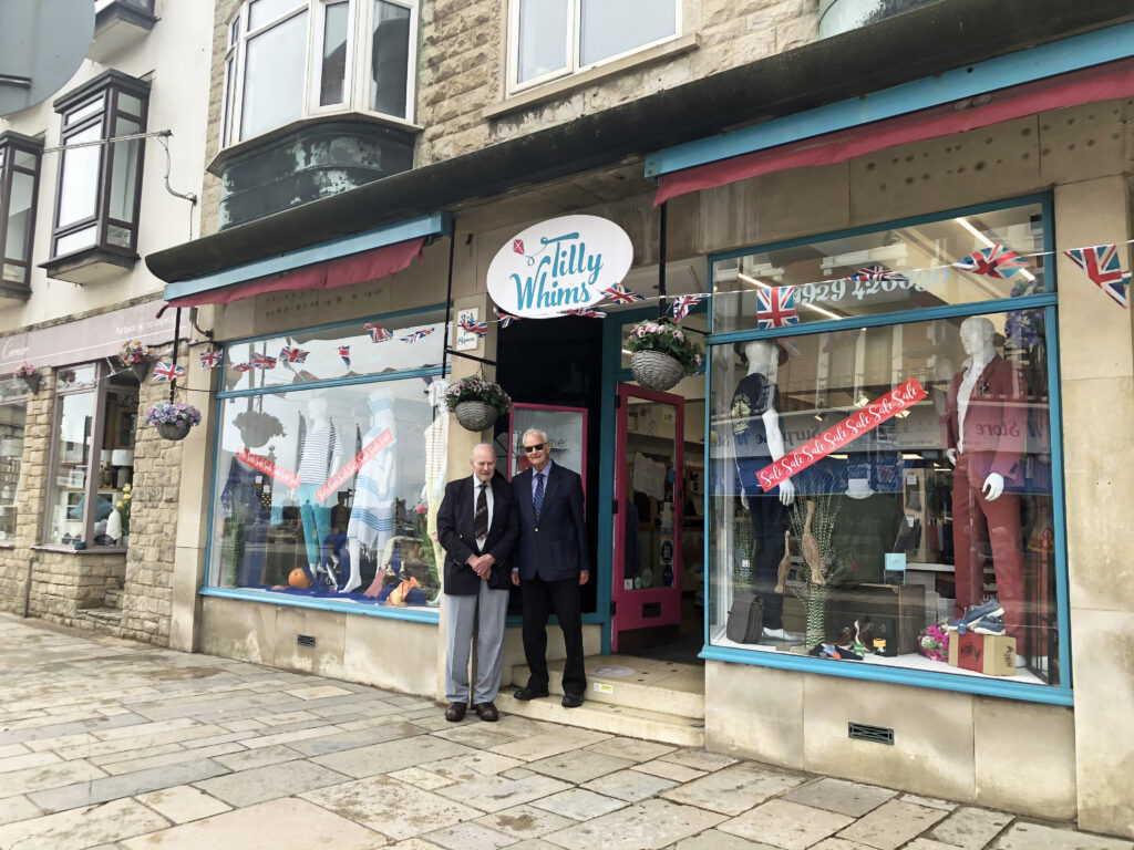 Robin and Nigel Humphries in High Street where they sheltered from a bombing raid in 23 Aug 1942