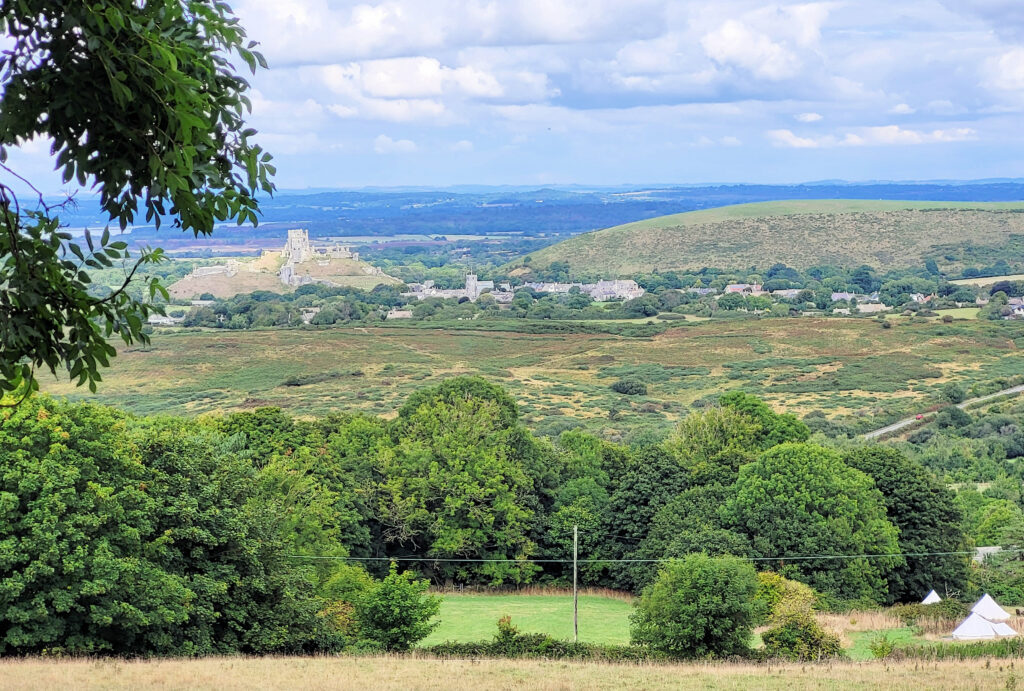 Views of Corfe Castle from St James Church in Kingston
