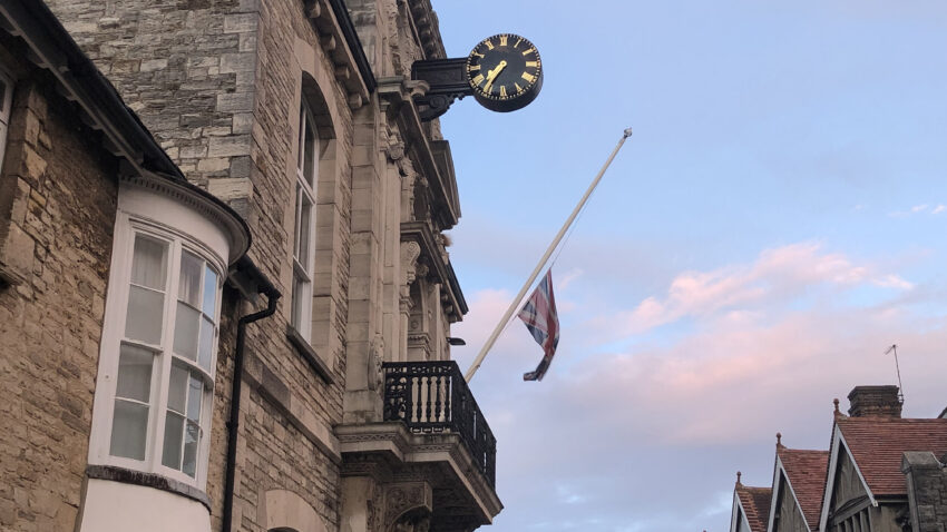 Town Hall Flag at half mast after death of Queen