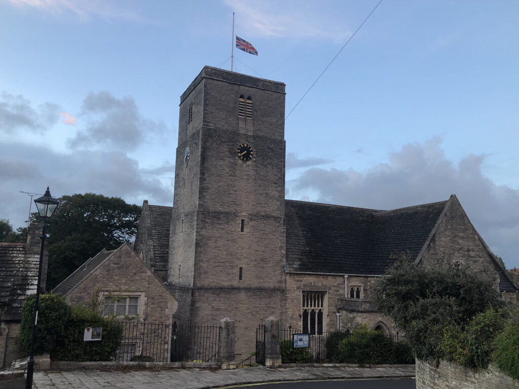 St Mary's Church Flag at half mast after death of Queen