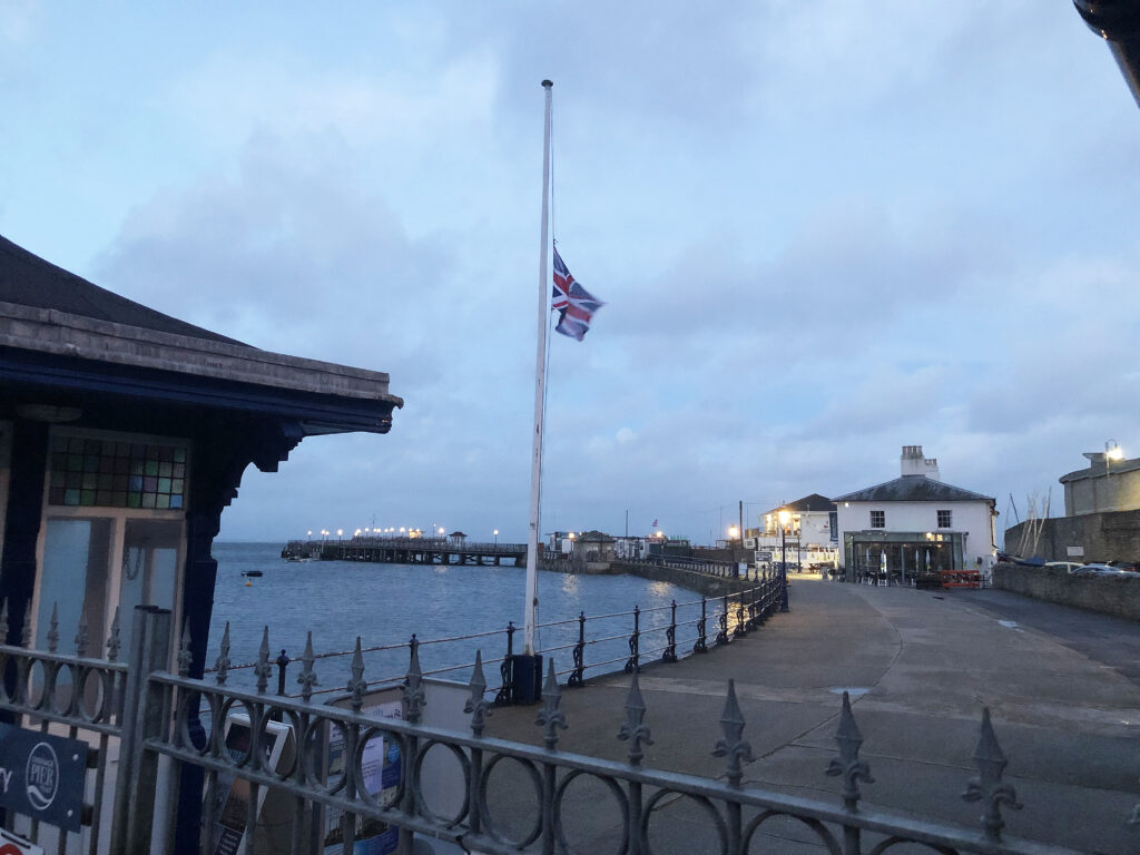 Pier Flag at half mast after death of Queen