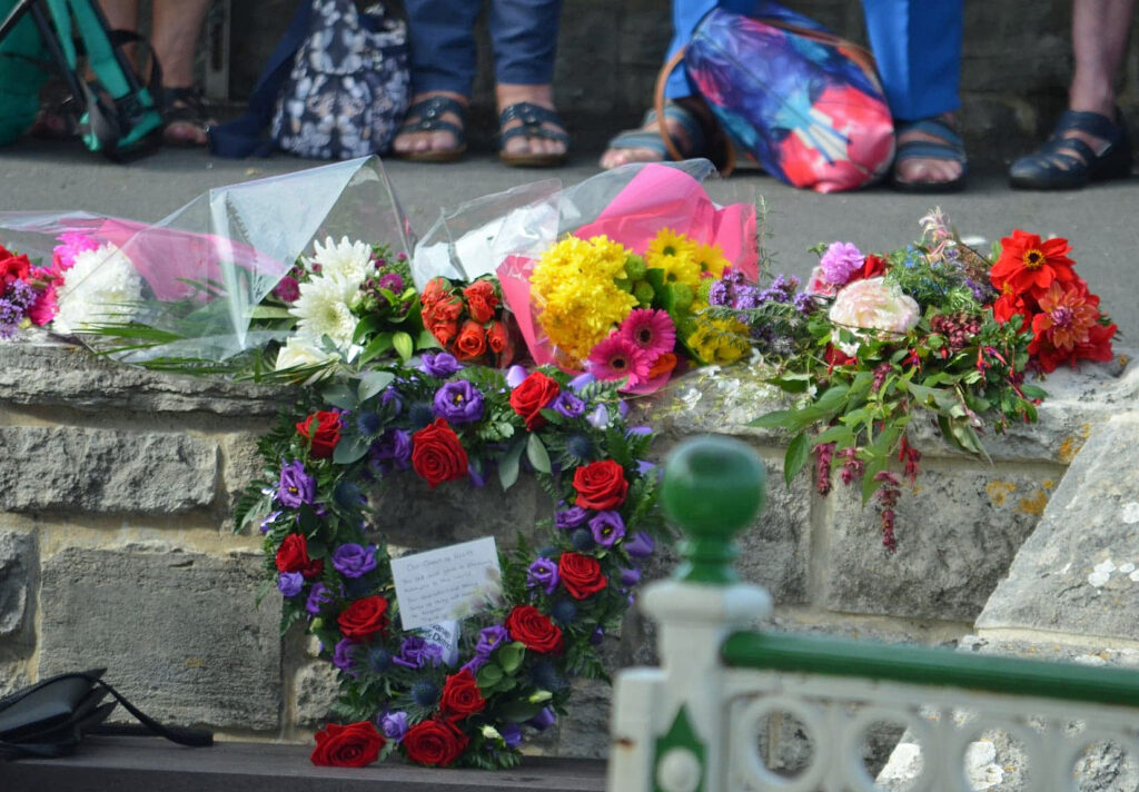Flowers at Royal Proclamation at Swanage Bandstand