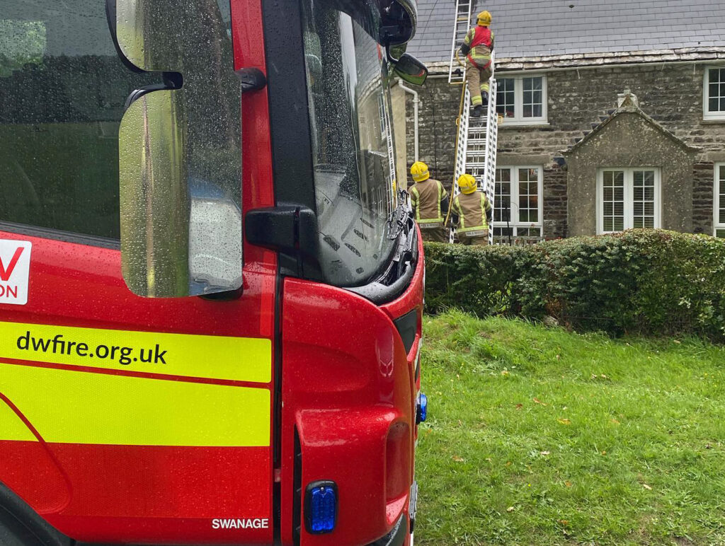 Fire crew at Chimney fire in Rempstone