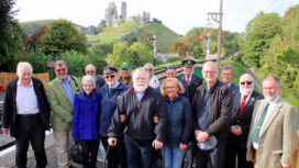 Founders of the Swanage Railway Society Andrew Goltz and John Sloboda at Corfe Castle