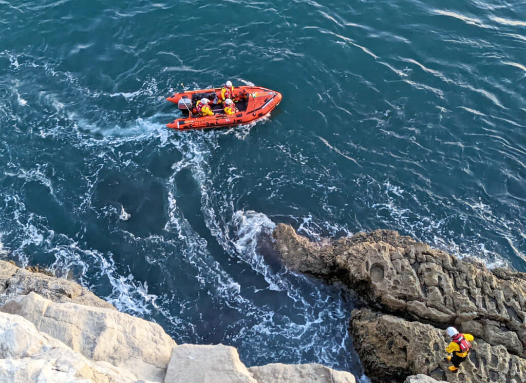 Lifeboats search the coast around Anvil Point