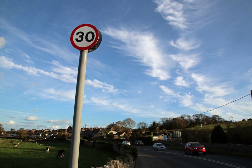 New 30 mph signs on road into Swanage