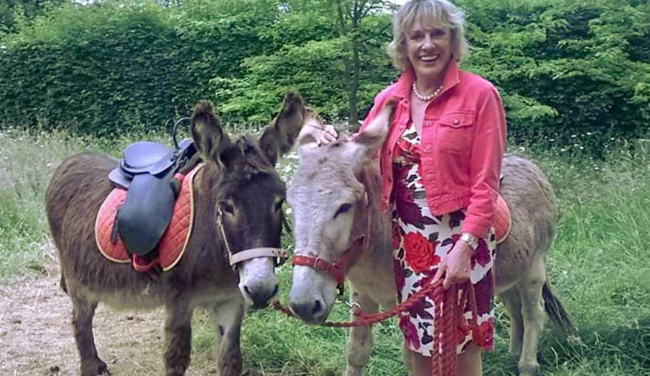 Esther Rantzen with donkeys