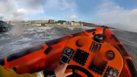 Poole Lifeboat out in rough sea conditions