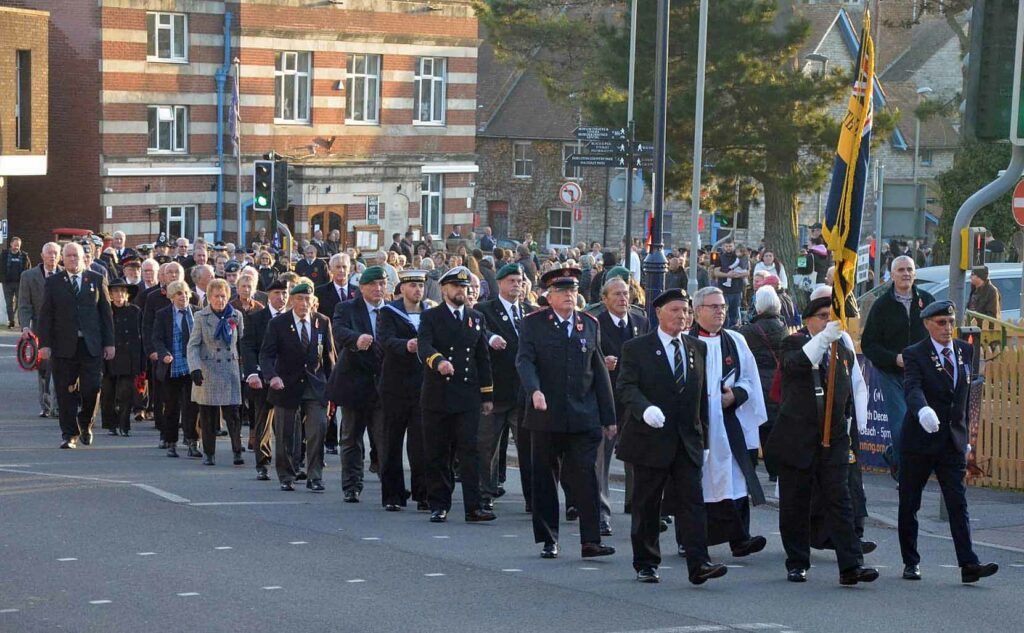 Remembrance Sunday parade in Swanage