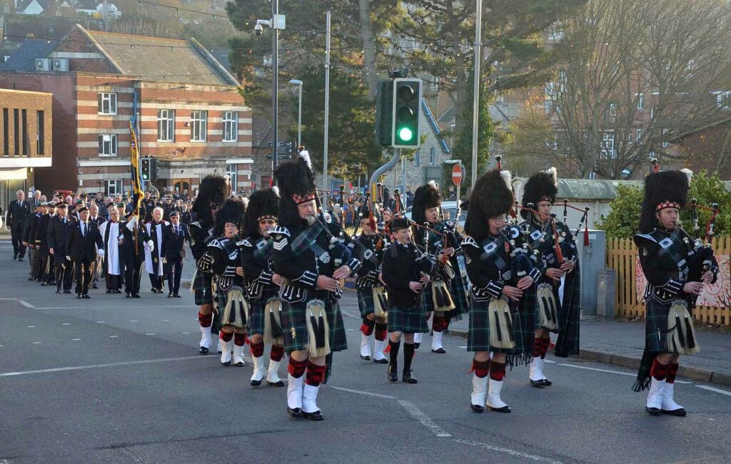 Remembrance Sunday parade in Swanage