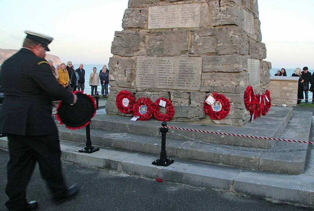 Wreath laying at Swanage War Memorial on Remembrance Sunday