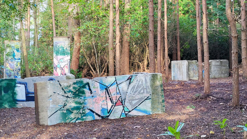 Seven huge sections of the Berlin Wall are now on permanent display at Carey's Secret Garden near Wareham