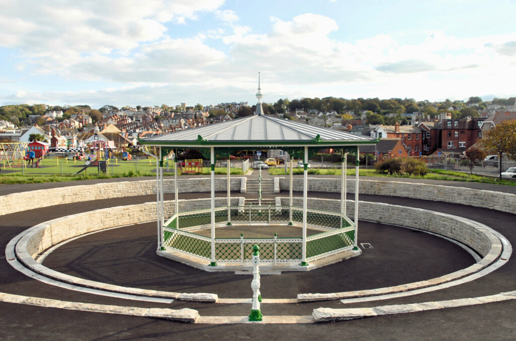Rebuilt and ready for reopening, the bandstand in October 2019