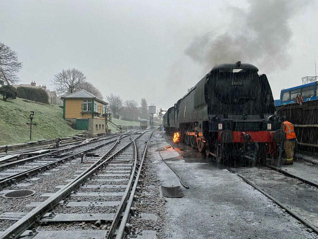 Snow and ice at Swanage Railway