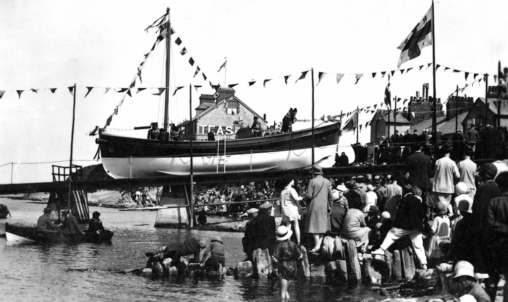 The launch of Swanage’s first powered lifeboat, the Thomas Marksby, in July 1928