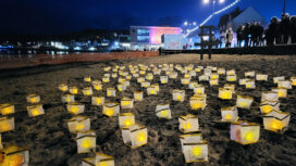 Hundreds of candles on Swanage beach in memory to loved ones