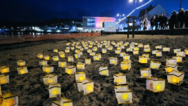 Hundreds of candles on Swanage beach in memory to loved ones