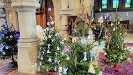 More than 30 Christmas trees have been decorated for the festival at Langton Matravers