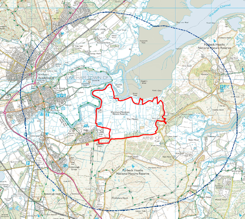 Map of the Arne Moors nature reserve