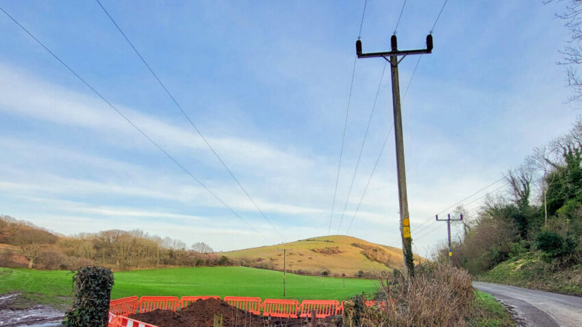 Part of the site at Godlingston Hill where overhead lines will be buried
