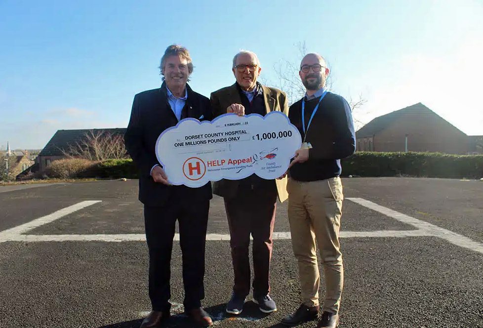 HELP charity gives money to build a new helipad at Dorset County Hospital