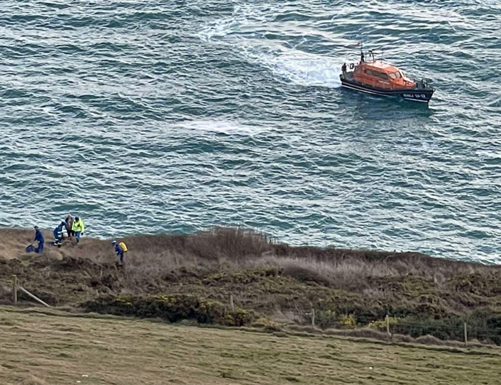 Swanage lifeboat near Anvil Point