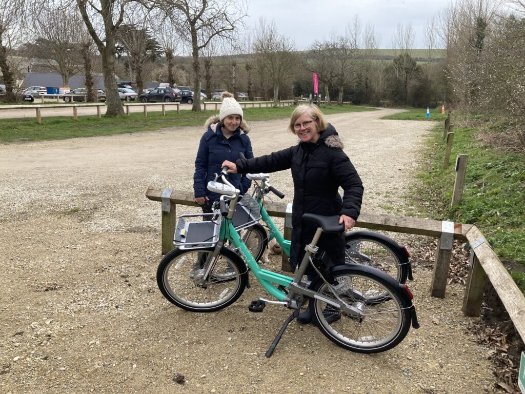 Beryl bikes at South Beach in Studland with family from Studland