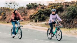 Electric cycles from Beryl bikes take to the roads at Studland for Easter 2023.