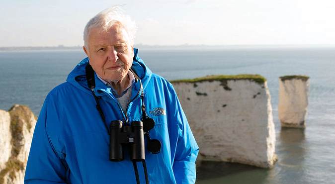 Sir David Attenborough begins his new series from Old Harry, Swanage