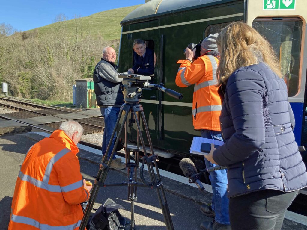 Media attention on First day of Swanage Railway trial service to Wareham 2023