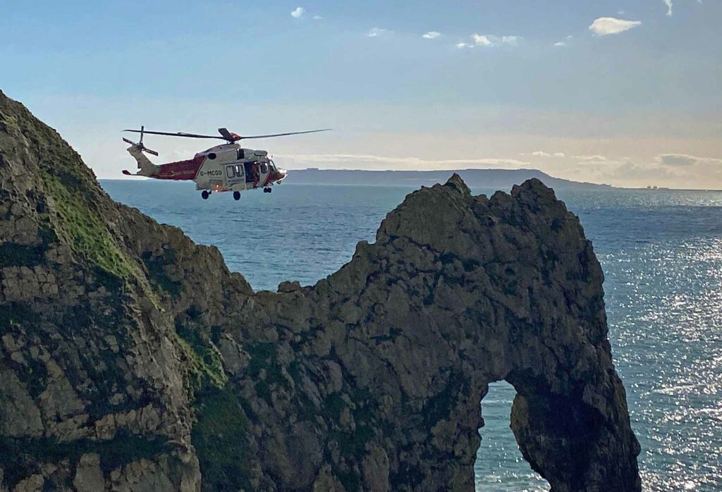 Helicopter rescue at Durdle Door