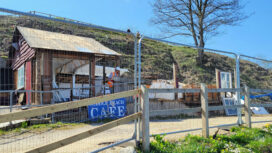 Demolition work is under way at the old Middle Beach Cafe which closed in January 2023 after more than a century